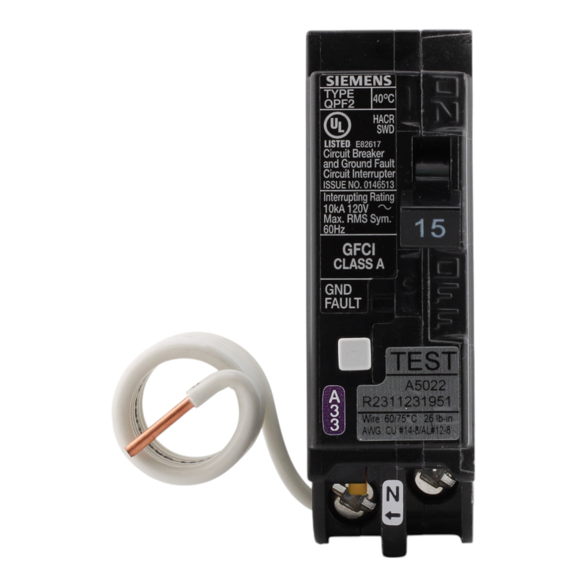 Siemens QF115AP 15A 1P 120V GFCI Circuit Breaker - Image 3