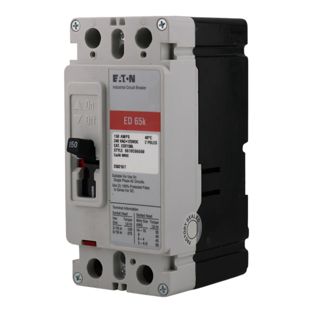Eaton ED2150L 150A 2P 240V Molded Case Circuit Breaker - Image 7