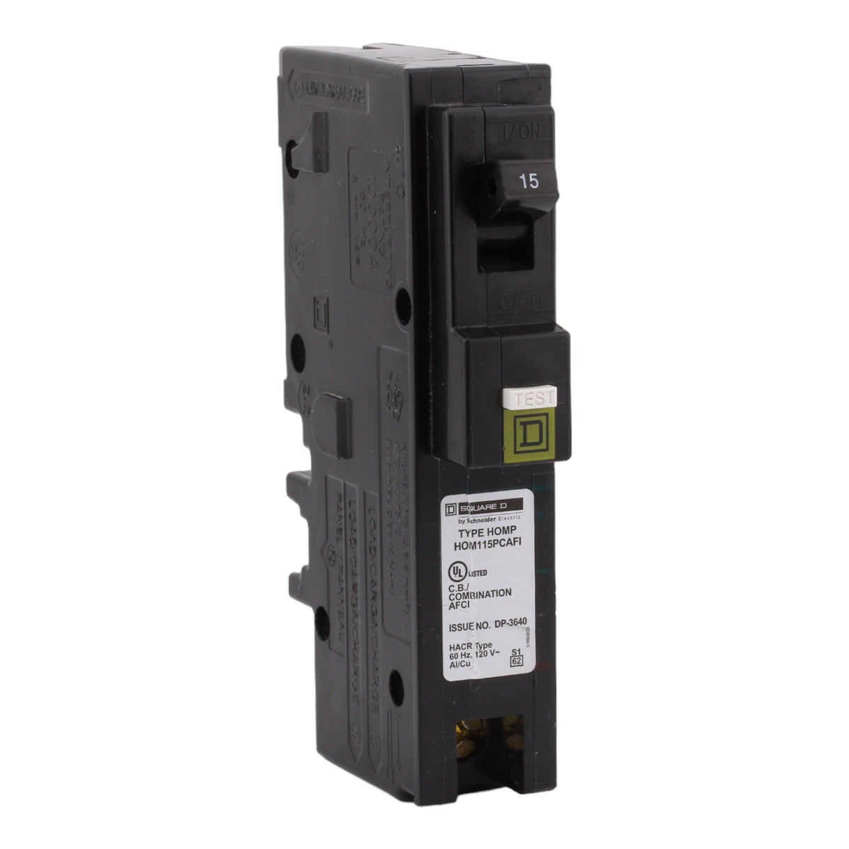 Square D Homeline HOM115PCAFI 15A 1P 120V AFCI Plug on Neutral Circuit Breaker