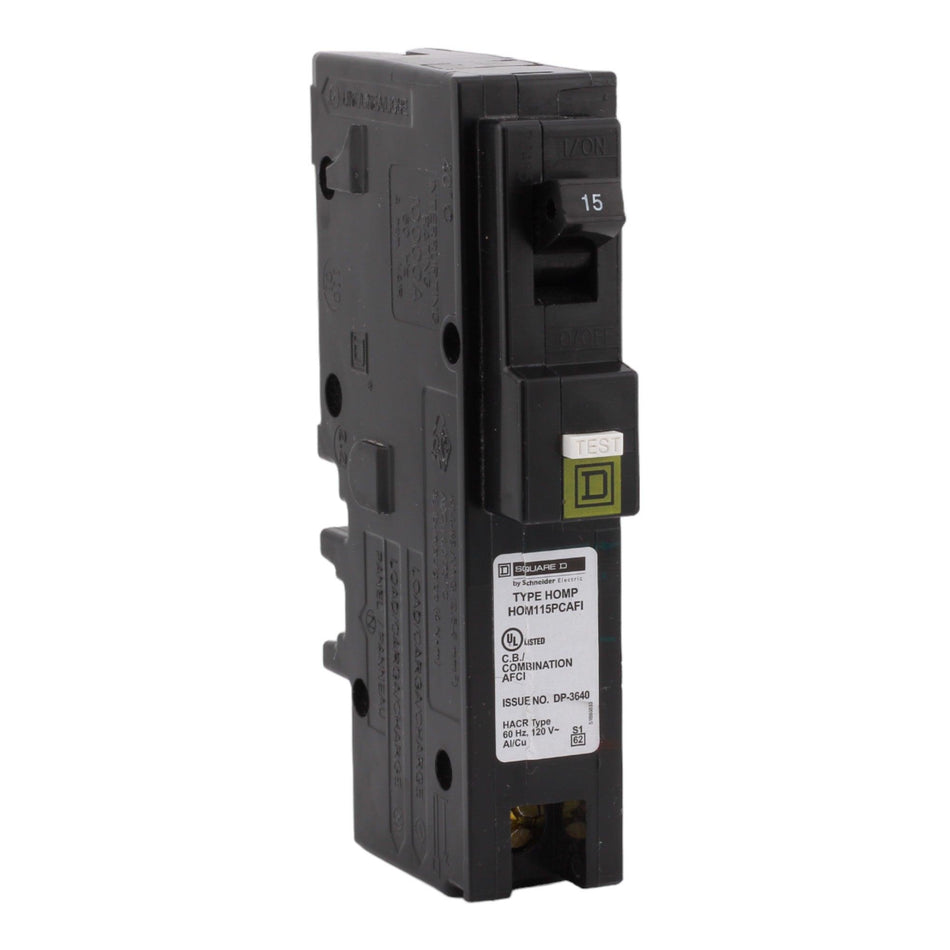 Square D Homeline HOM115PCAFI 15A 1P 120V AFCI Plug on Neutral Circuit Breaker