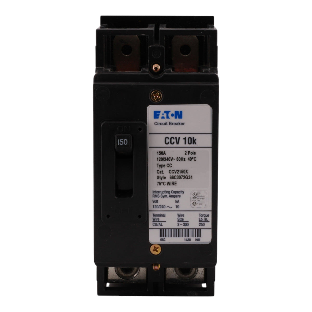 Eaton CCV2150X 150A 2P 120/240V 10kAIC Tenant Main Breaker - Image 3