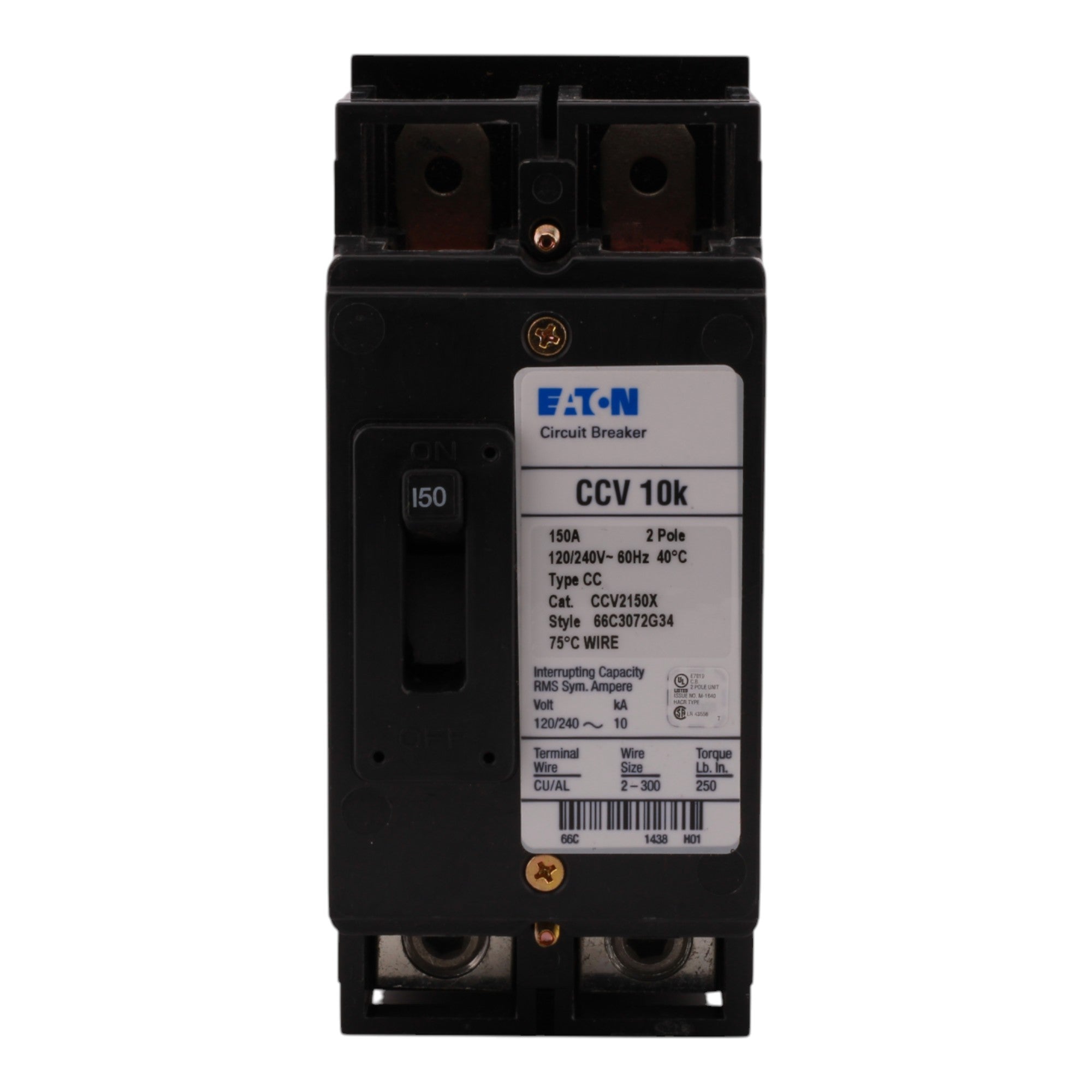 Eaton CCV2150X 150A 2P 120/240V 10kAIC Tenant Main Breaker - Image 3