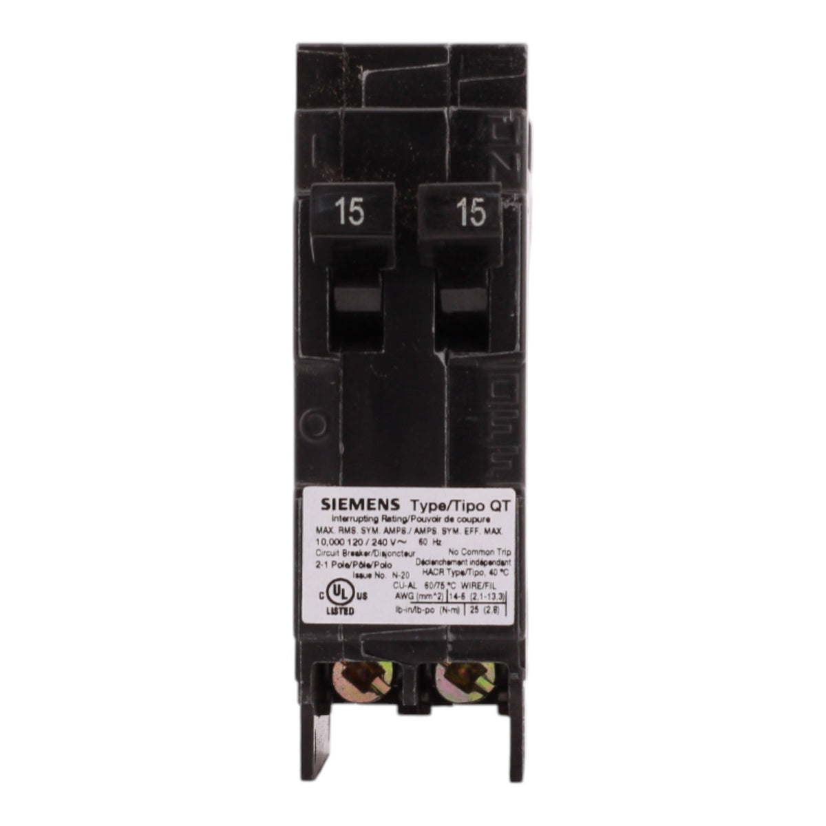 Siemens QT Q1515NC 15/15A 1P 120V Duplex Non-CTL Circuit Breaker - Image 3