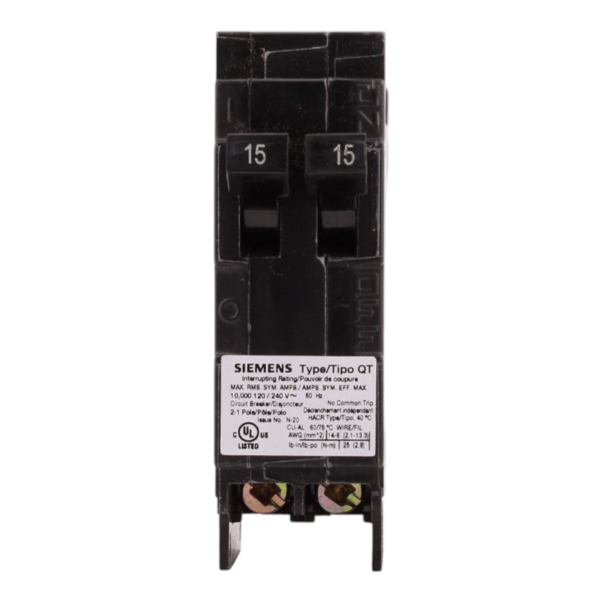 Siemens QT Q1515NC 15/15A 1P 120V Duplex Non-CTL Circuit Breaker - Image 3