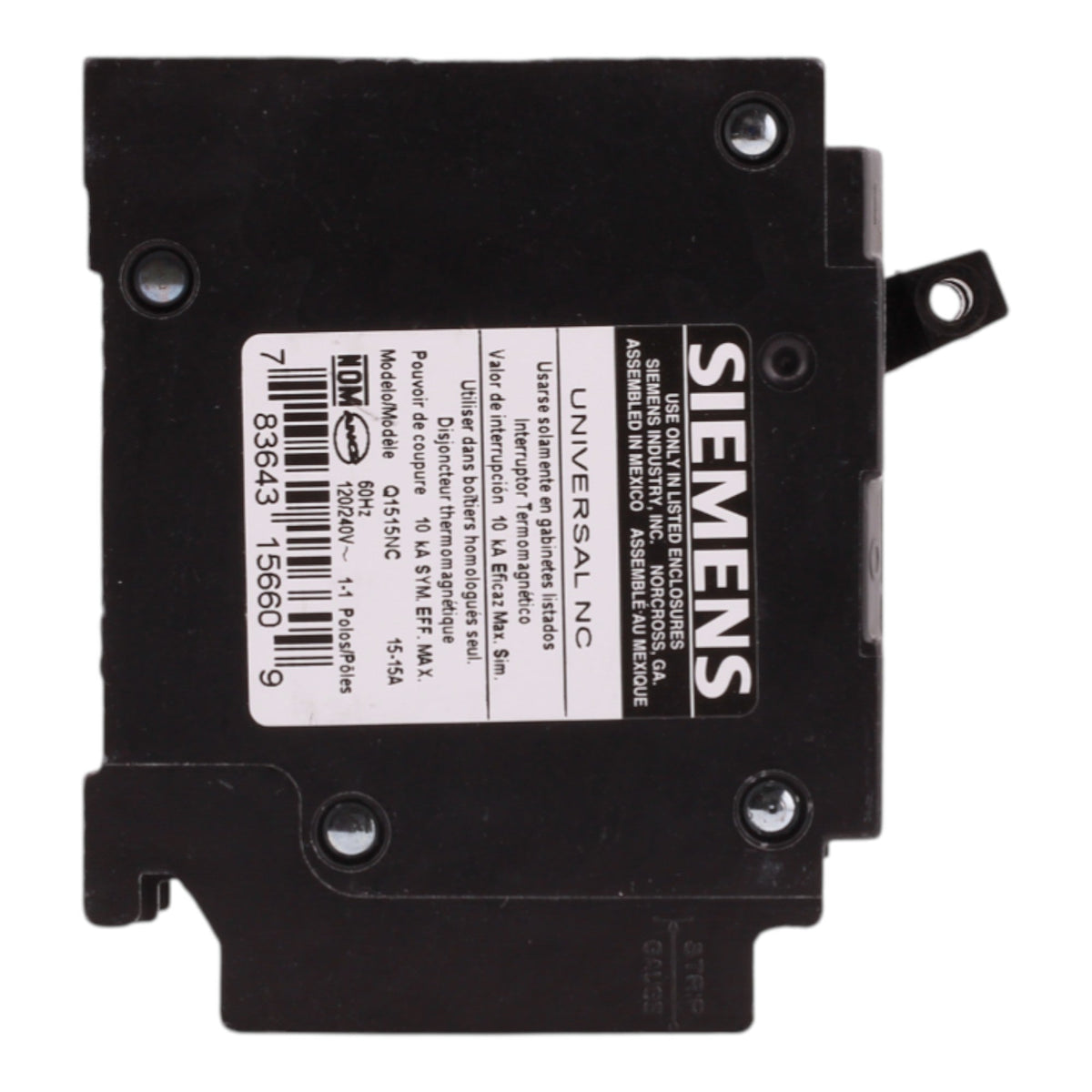 Siemens QT Q1515NC 15/15A 1P 120V Duplex Non-CTL Circuit Breaker - Image 4