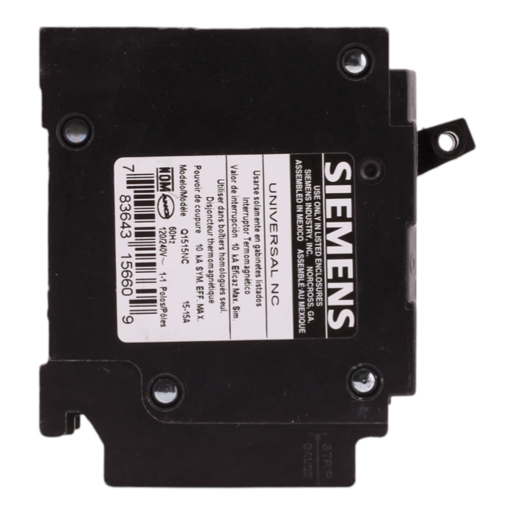 Siemens QT Q1515NC 15/15A 1P 120V Duplex Non-CTL Circuit Breaker - Image 4