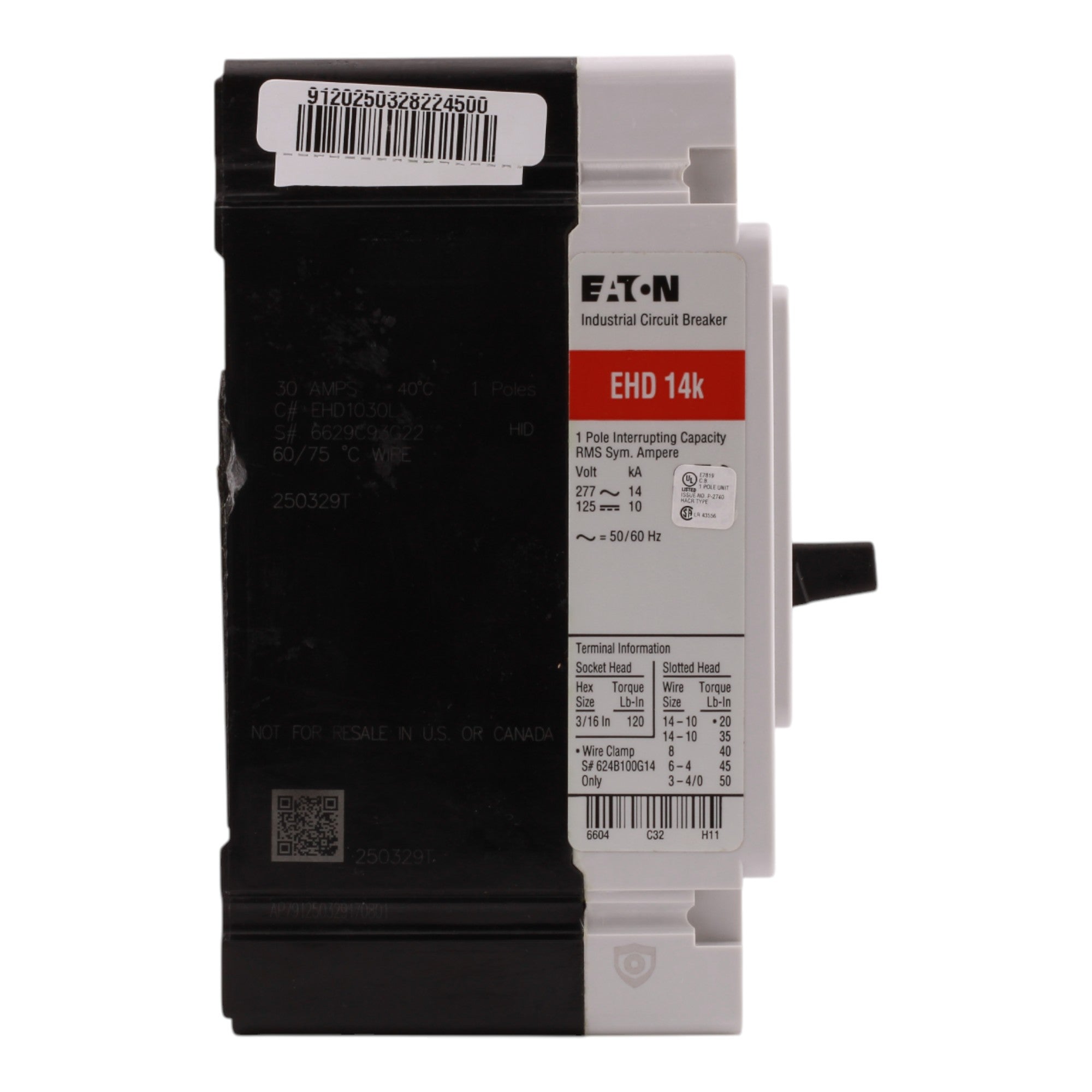 Eaton EHD EHD1030L 30A 1P 240/480V Molded Case Circuit Breaker - Image 4