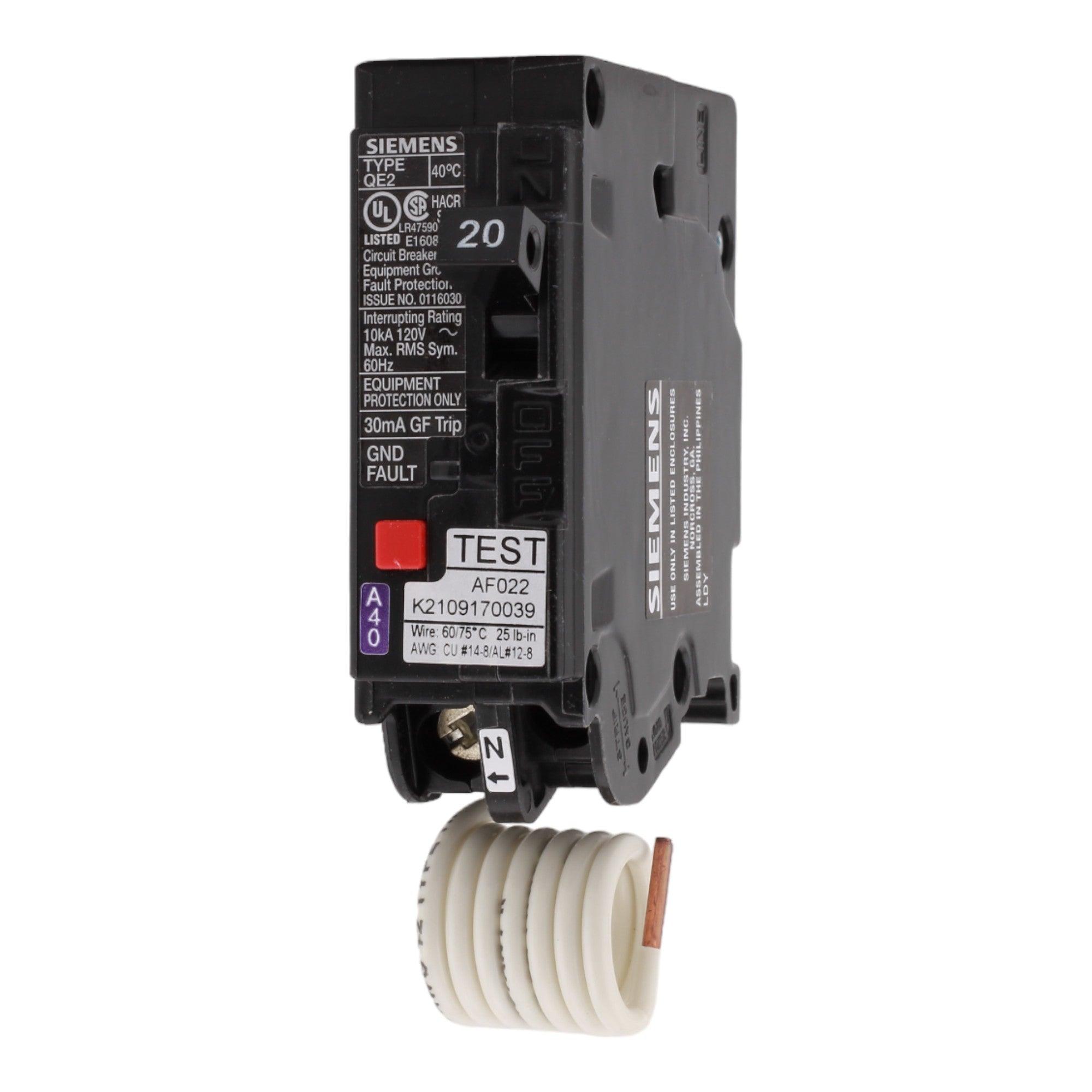 Siemens QE120 20A 1P 120V GFCI Pigtail Neutral Circuit Breaker - Image 3