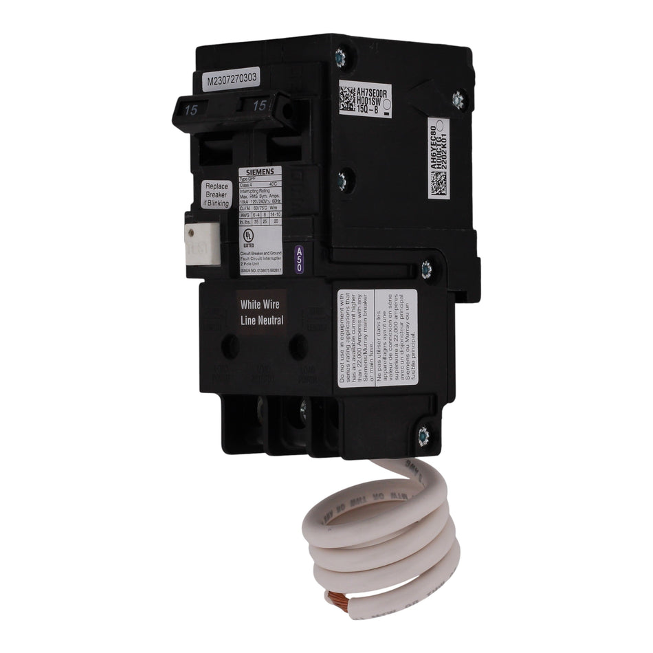 Siemens QPF2, QF215A, 15A, 2P, 120/240V, GFCI, Pigtail Neutral, Circuit Breaker - Image 2