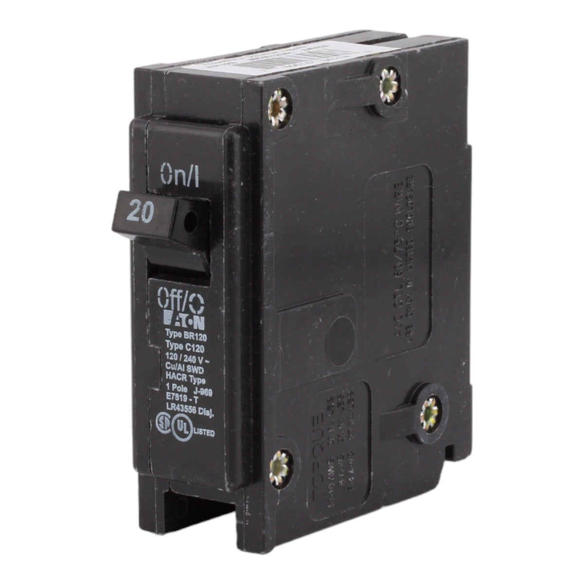 Eaton BR120 20A 120/240V 1-pole Thermal Magnetic Circuit Breaker - Image 3