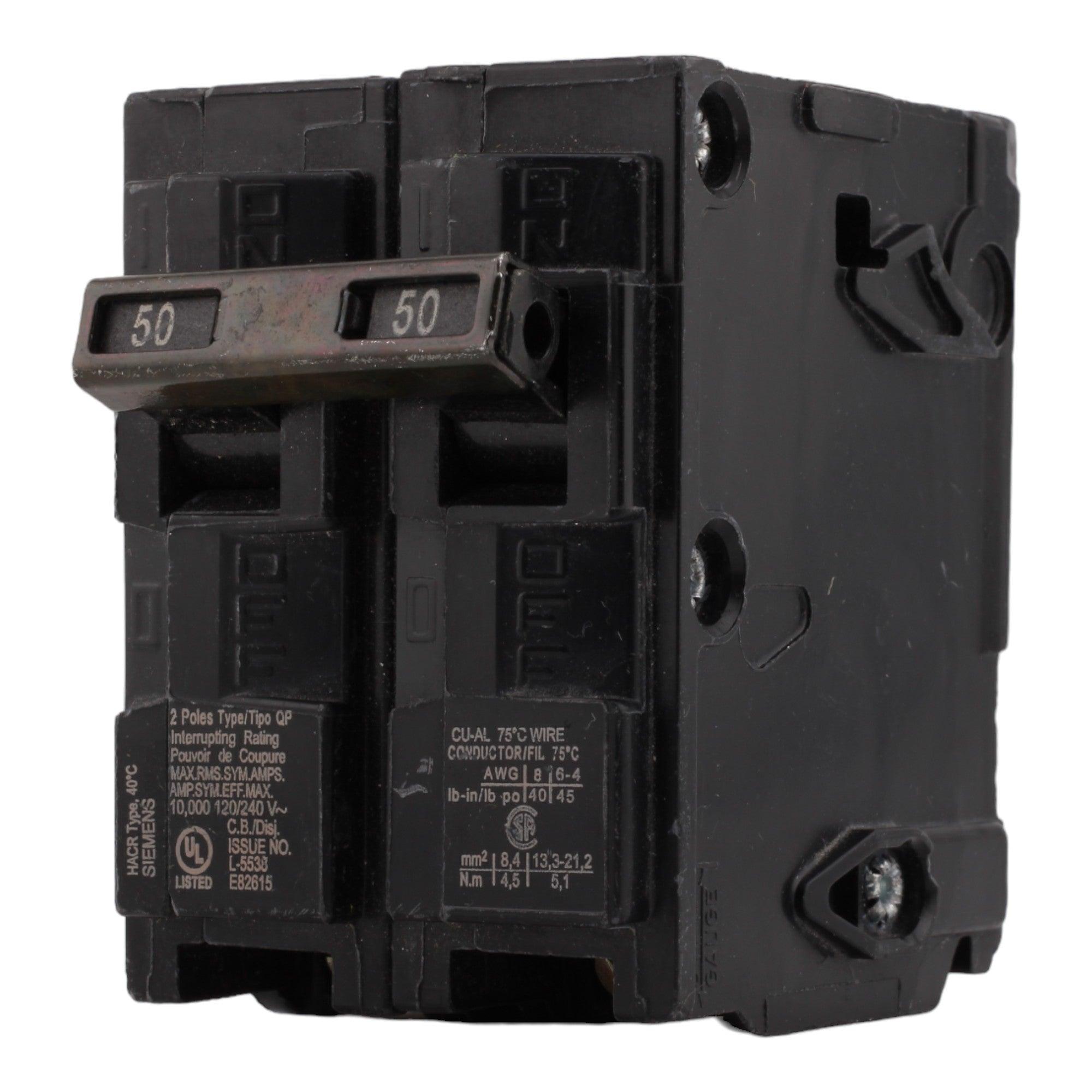 Siemens Q250 50 Amp Double Pole 240V Plug-In Standard Trip Circuit Breaker UL - Image 3