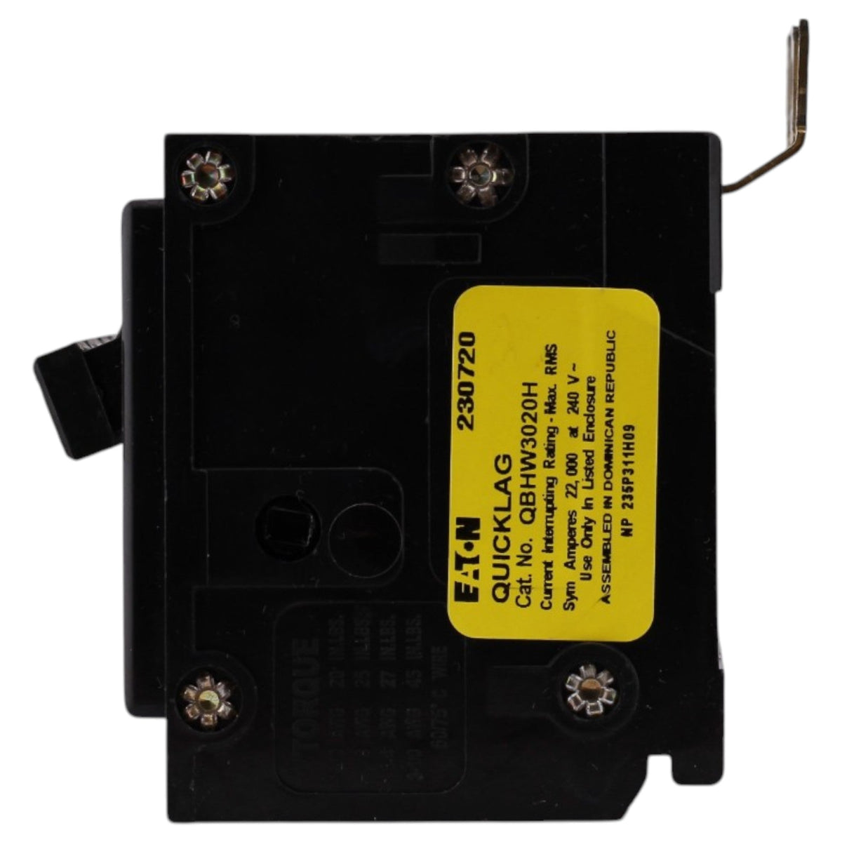 Eaton QB, QBHW3020H, 20A, 3P, 240V, 22kAIC, Bolt-On, Circuit Breaker - Image 4