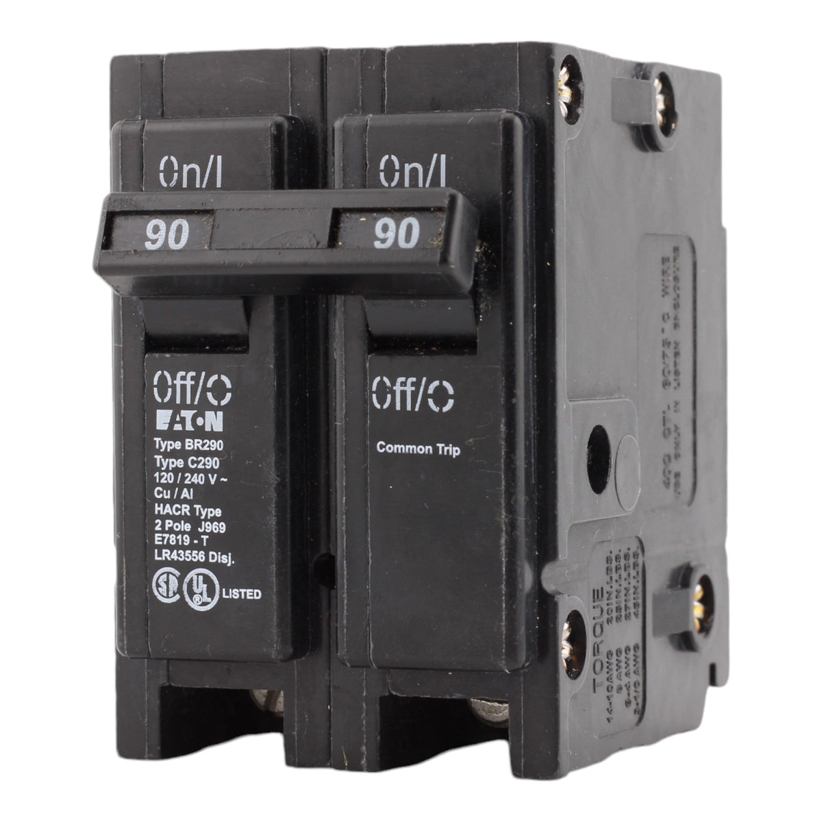 Eaton BR290 90 Amp Double Pole 240V Plug-In Standard Trip Circuit Breaker UL - Image 3