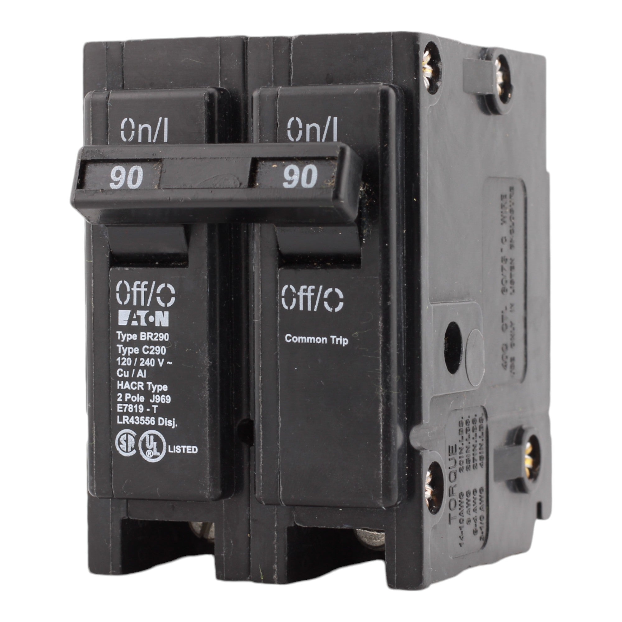 Eaton BR290 90 Amp Double Pole 240V Plug-In Standard Trip Circuit Breaker UL - Image 3
