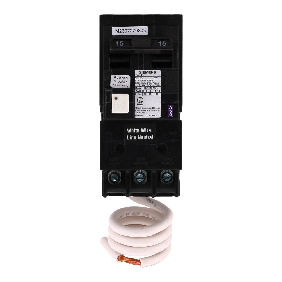 Siemens QPF2, QF215A, 15A, 2P, 120/240V, GFCI, Pigtail Neutral, Circuit Breaker - Image 4