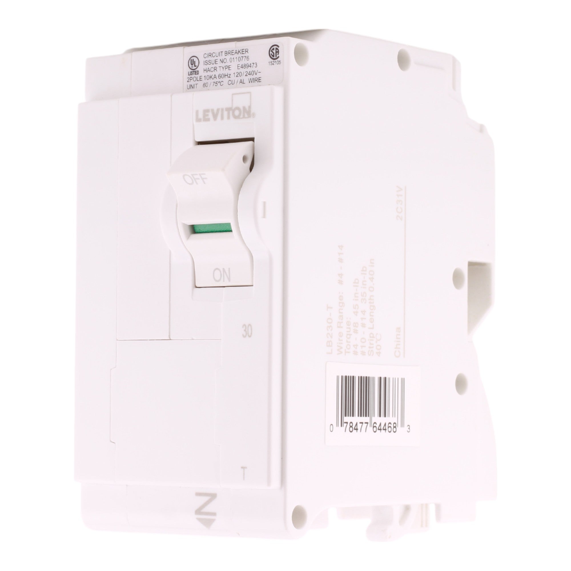 Leviton LB230-T 30A 2P 120/240V Thermal Magnetic Plug-On Neutral Circuit Breaker - Image 3