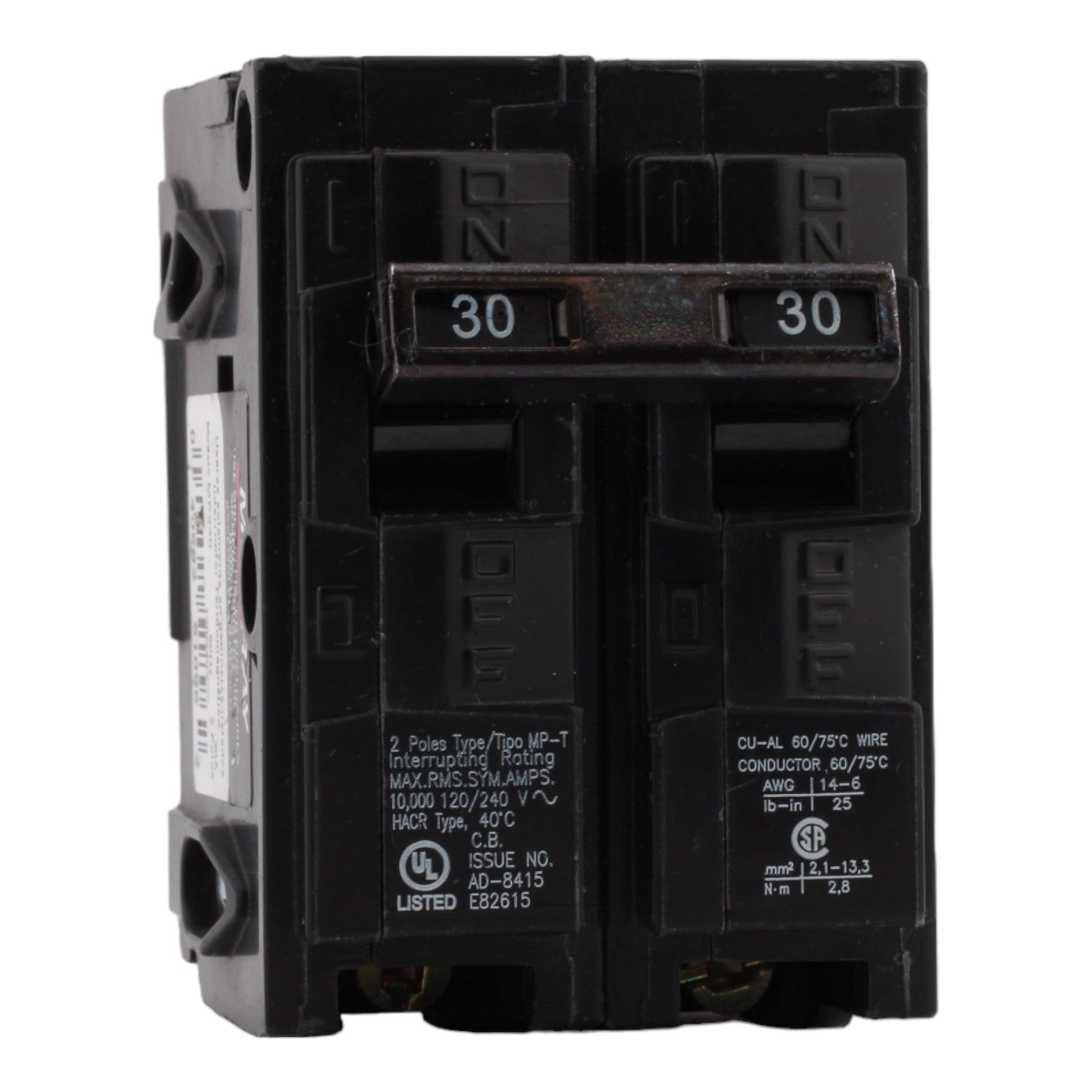 Murray MP230 30 Amp Double Pole Circuit Breaker, Thermal Magnetic Trip, 120/240V, Plug-In, UL Listed - Image 2