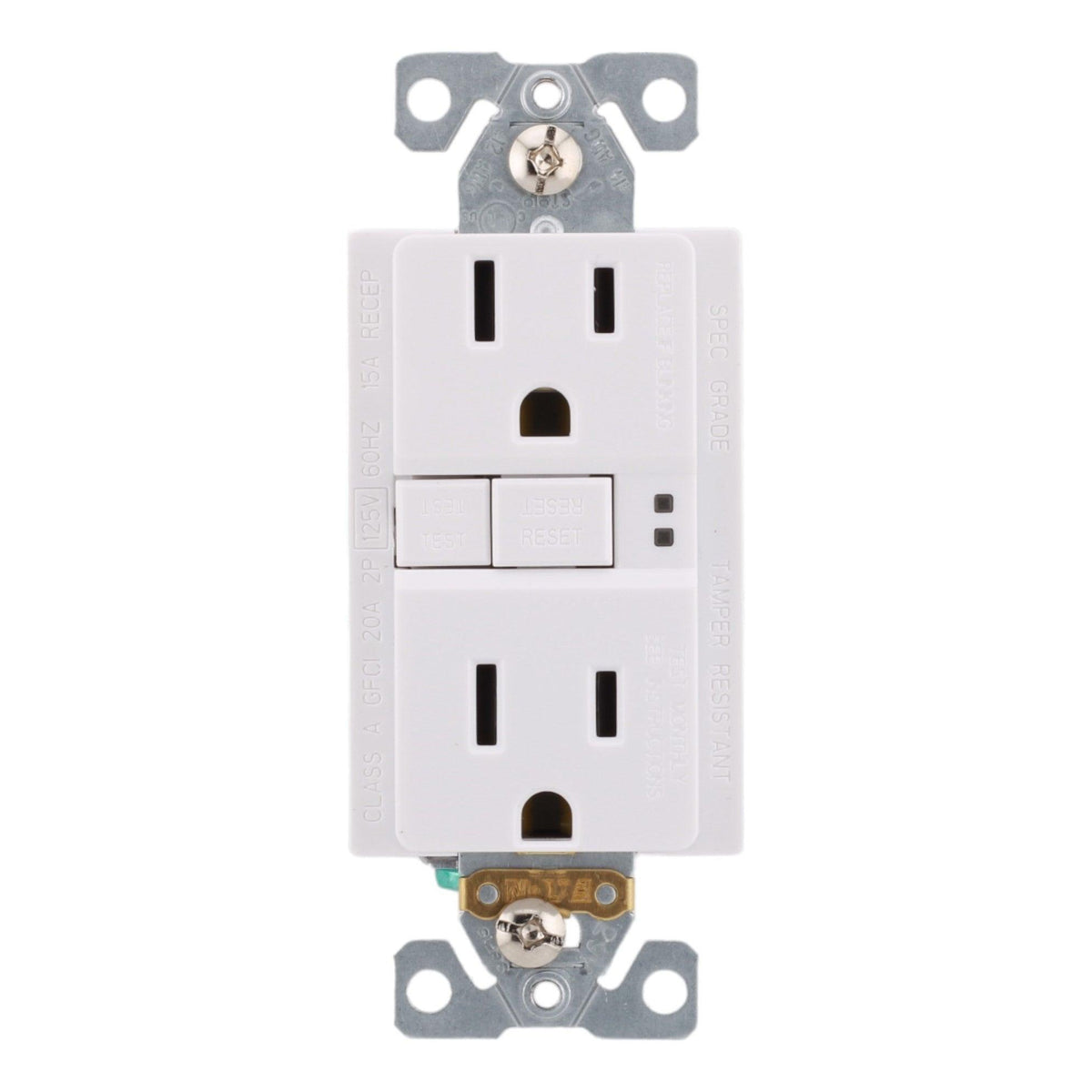 Eaton TRSGF15W 15 Amp Tamper-Resistant with Cover Self-Test GFCI 125V, White, UL Listed - Image 2