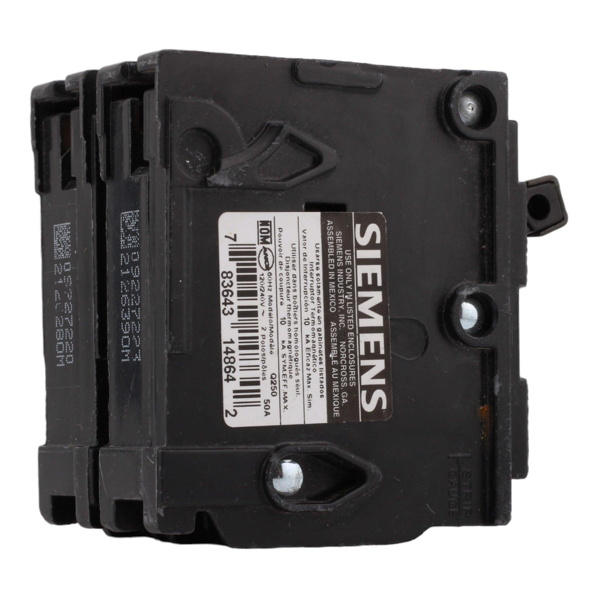Siemens Q250 50 Amp Double Pole 240V Plug-In Standard Trip Circuit Breaker UL - Image 5