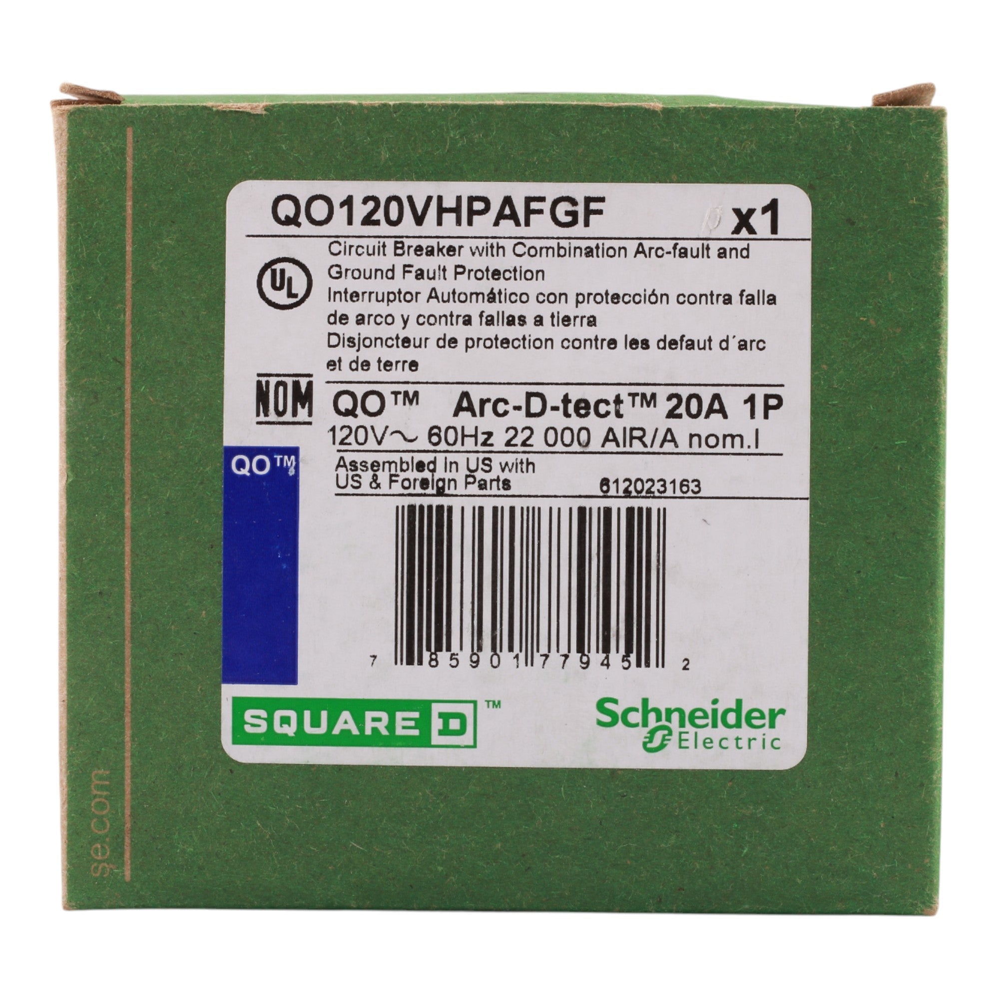 Square D QO QO120VHPAFGF 20A 1P 120V CAFCI/GFCI Circuit Breaker - Image 2