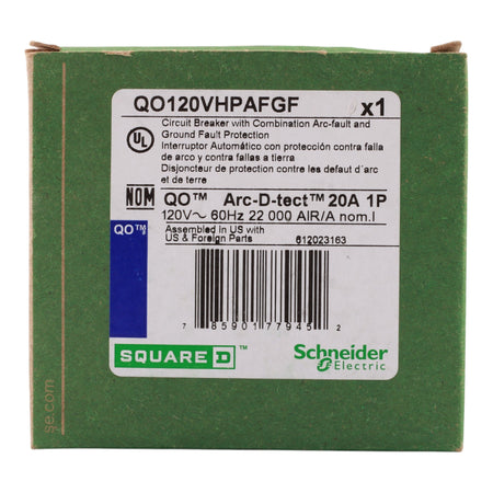 Square D QO QO120VHPAFGF 20A 1P 120V CAFCI/GFCI Circuit Breaker - Image 2