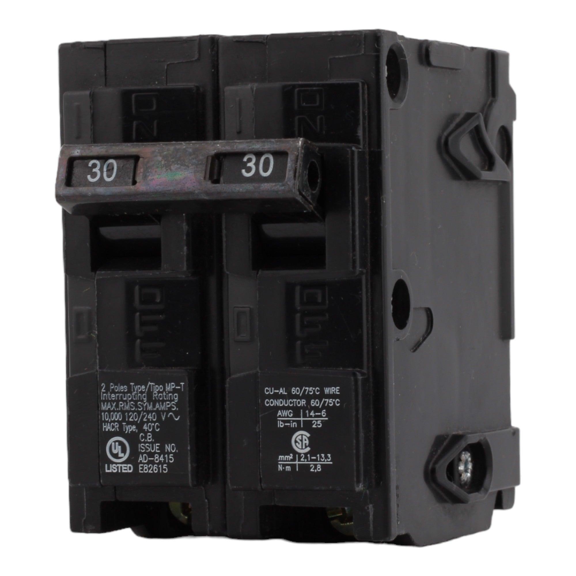 Murray MP230 30 Amp Double Pole Circuit Breaker, Thermal Magnetic Trip, 120/240V, Plug-In, UL Listed - Image 3