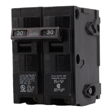 Murray MP230 30 Amp Double Pole Circuit Breaker, Thermal Magnetic Trip, 120/240V, Plug-In, UL Listed - Image 3