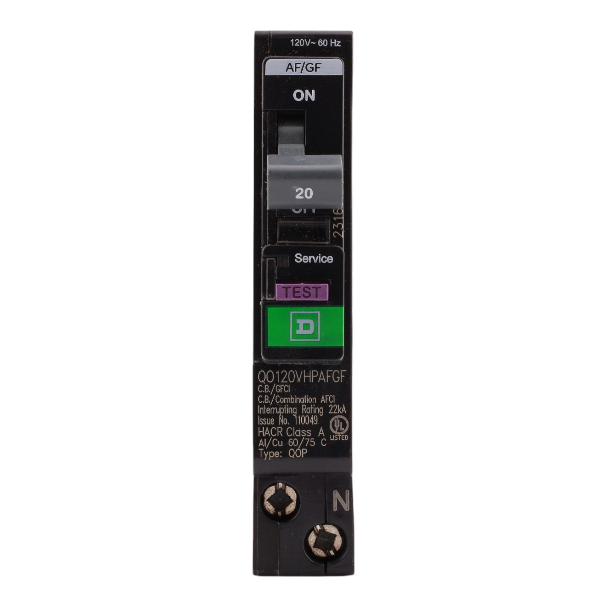 Square D QO QO120VHPAFGF 20A 1P 120V CAFCI/GFCI Circuit Breaker - Image 3