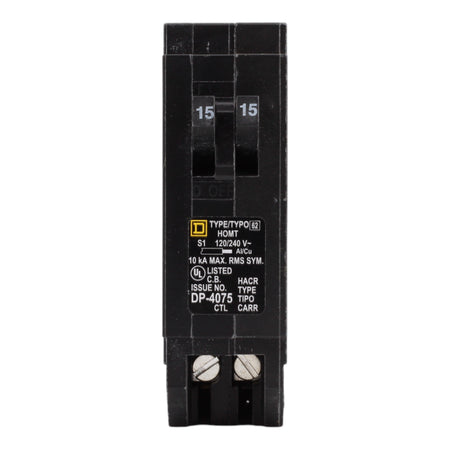 Square D HOMT1515 15 Amps 120/240 Volts Tandem Circuit Breaker, Plug-In Mount, For Homeline Panels - Image 2