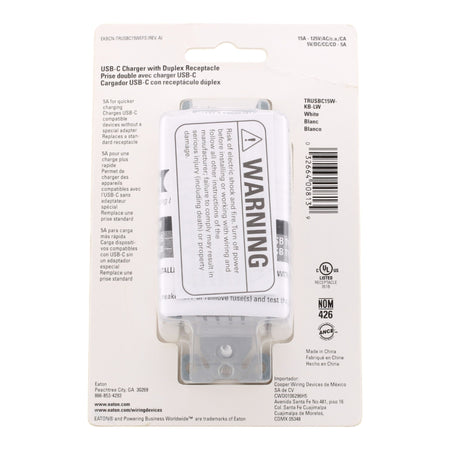 Eaton TRUSBC15 15A 2P 125V USB Type-C 5A Charger TR Receptacle - Image 3