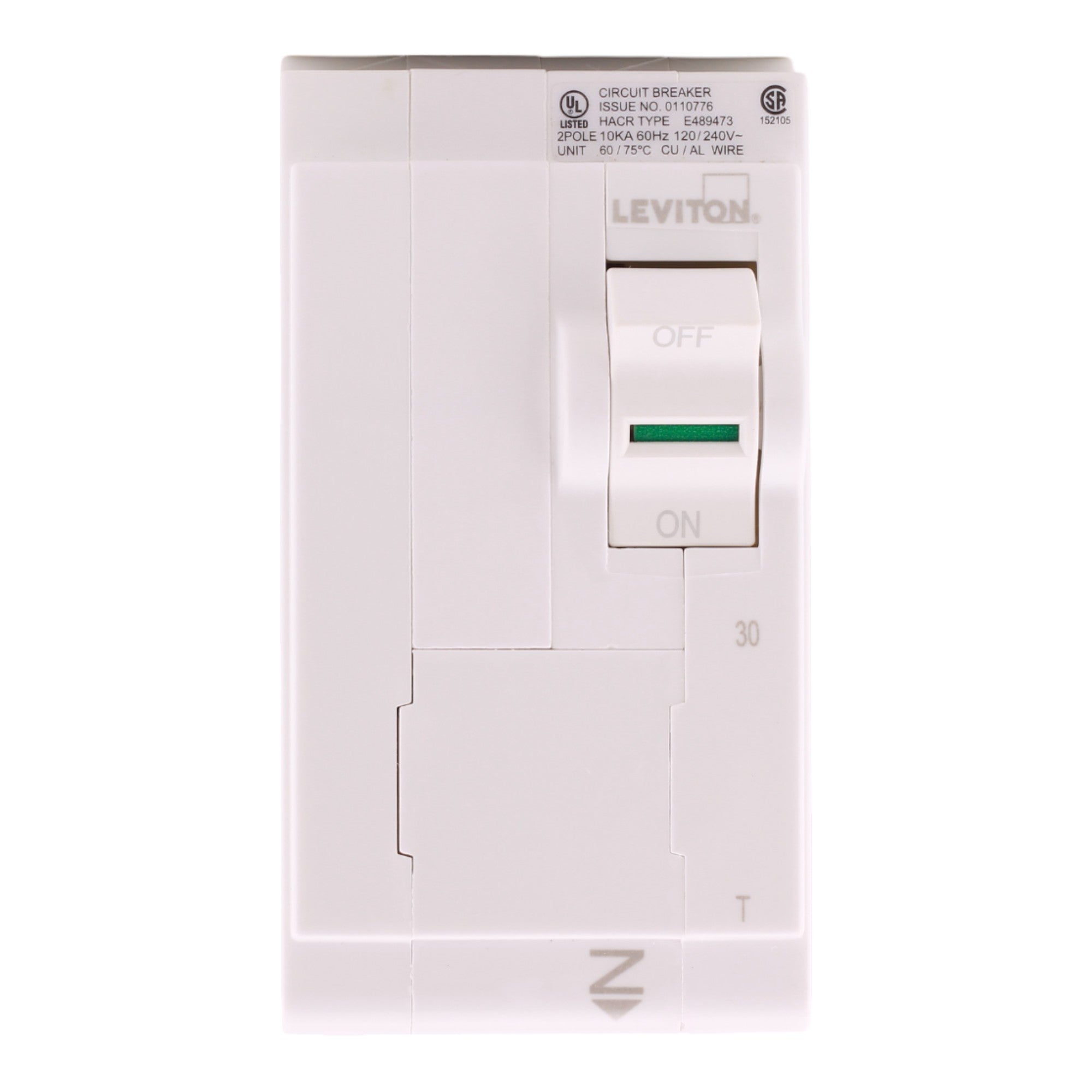 Leviton LB230-T 30A 2P 120/240V Thermal Magnetic Plug-On Neutral Circuit Breaker - Image 2