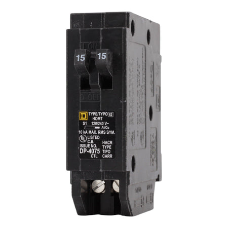 Square D HOMT1515 15 Amps 120/240 Volts Tandem Circuit Breaker, Plug-In Mount, For Homeline Panels - Image 3