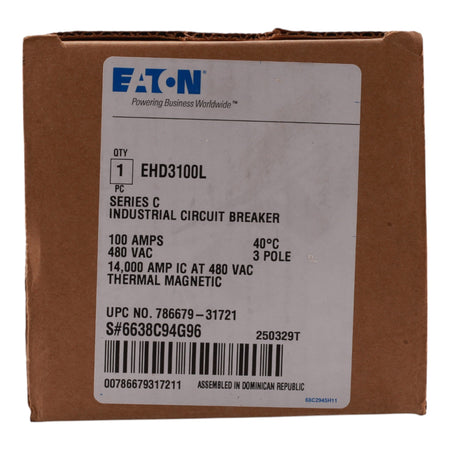 Eaton EHD EHD3100L 100A 3P 240/480V Molded Case Circuit Breaker - Image 3