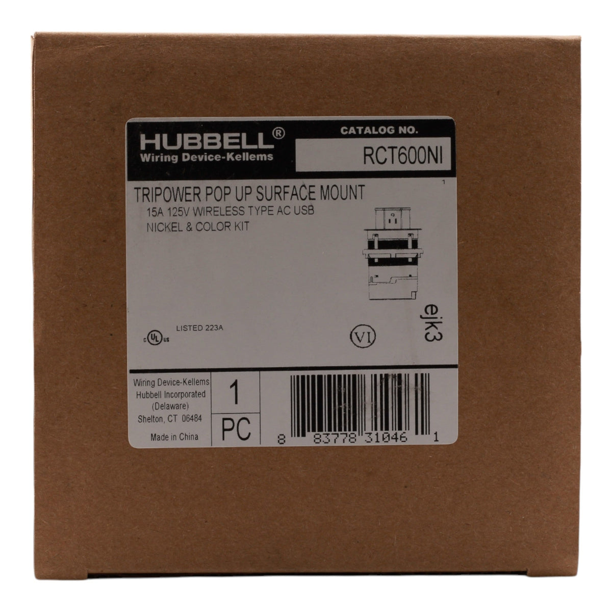 Hubbell RCT600NI 15A Tri-Power Pop-Up Counter Receptacle, Nickel - Image 2