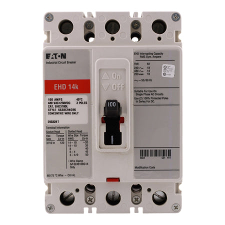 Eaton EHD EHD3100L 100A 3P 240/480V Molded Case Circuit Breaker - Image 2
