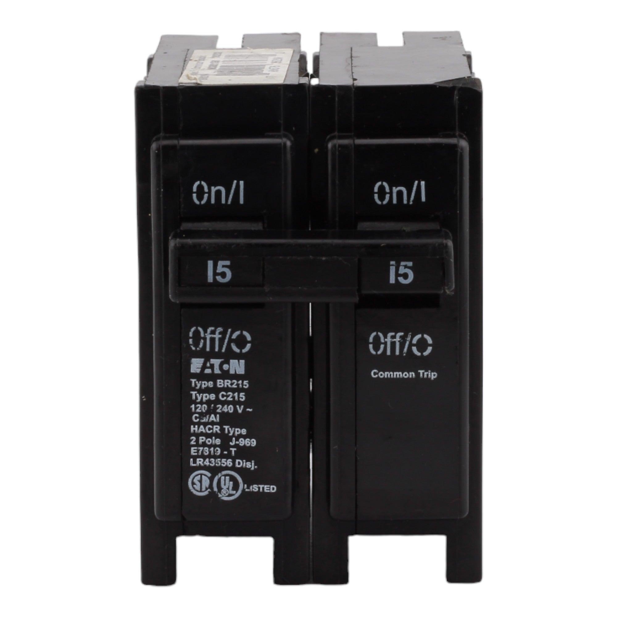Eaton BR215 15 Amp Double Pole 240V Plug-In Standard Trip Circuit Breaker UL - Image 2