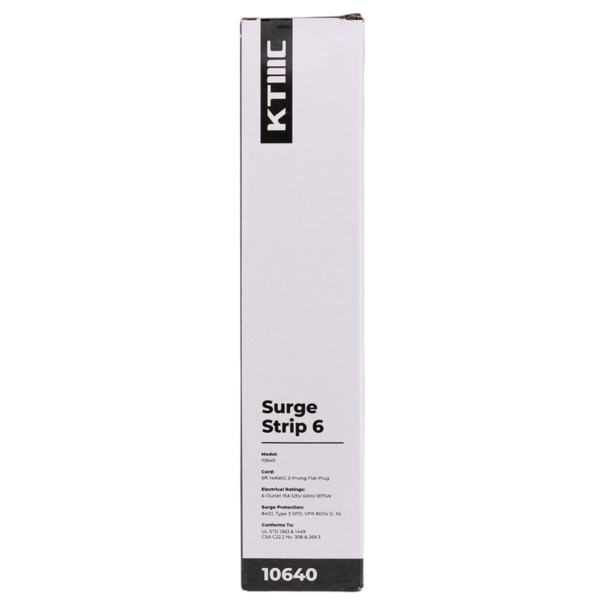 KMC Surge Strip 6 Braided, 10640, 6-Outlet, 840J, 15A, 125V, 6ft, Surge Protector, White - Image 3