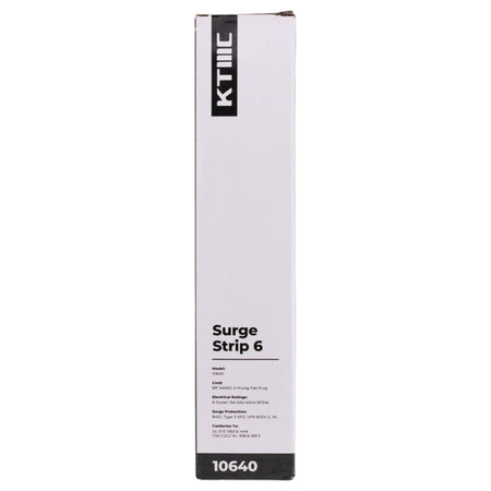 KMC Surge Strip 6 Braided, 10640, 6-Outlet, 840J, 15A, 125V, 6ft, Surge Protector, White - Image 3