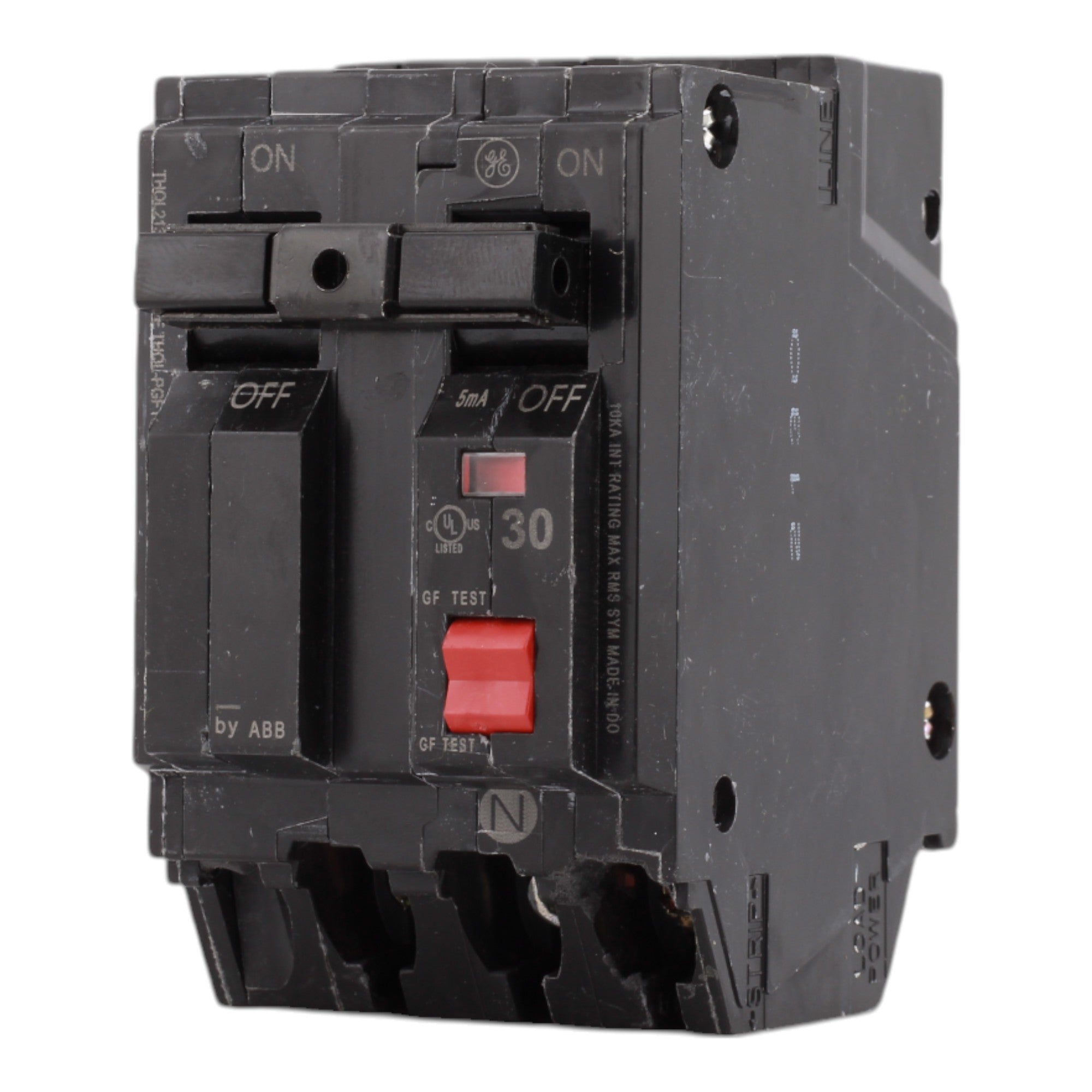 GE THQL2130PGFT, 30 Amps, 2 Pole, 120/240 Volts, Ground Fault Circuit Breaker, GFCI, 10kA, Plug-On Mount, Plug-On Neutral Connection, for GE Panels - Image 3
