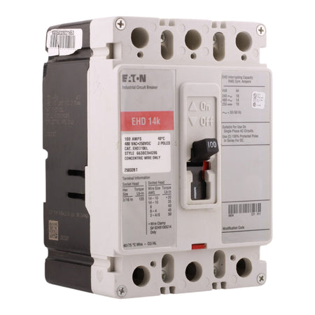 Eaton EHD EHD3100L 100A 3P 240/480V Molded Case Circuit Breaker