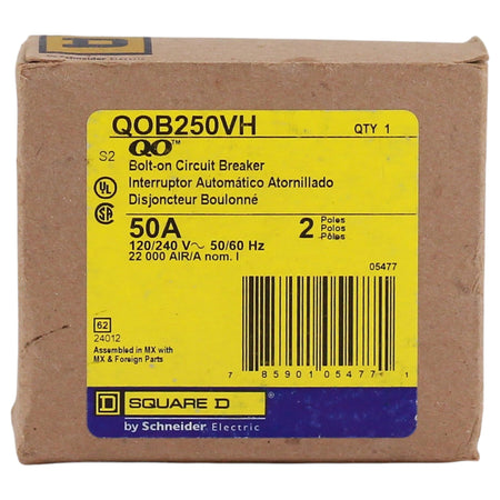 Square D QO, QOB250VH, 50A, 2P, 120/240V, Thermal Magnetic, Bolt-On, Circuit Breaker - Image 2