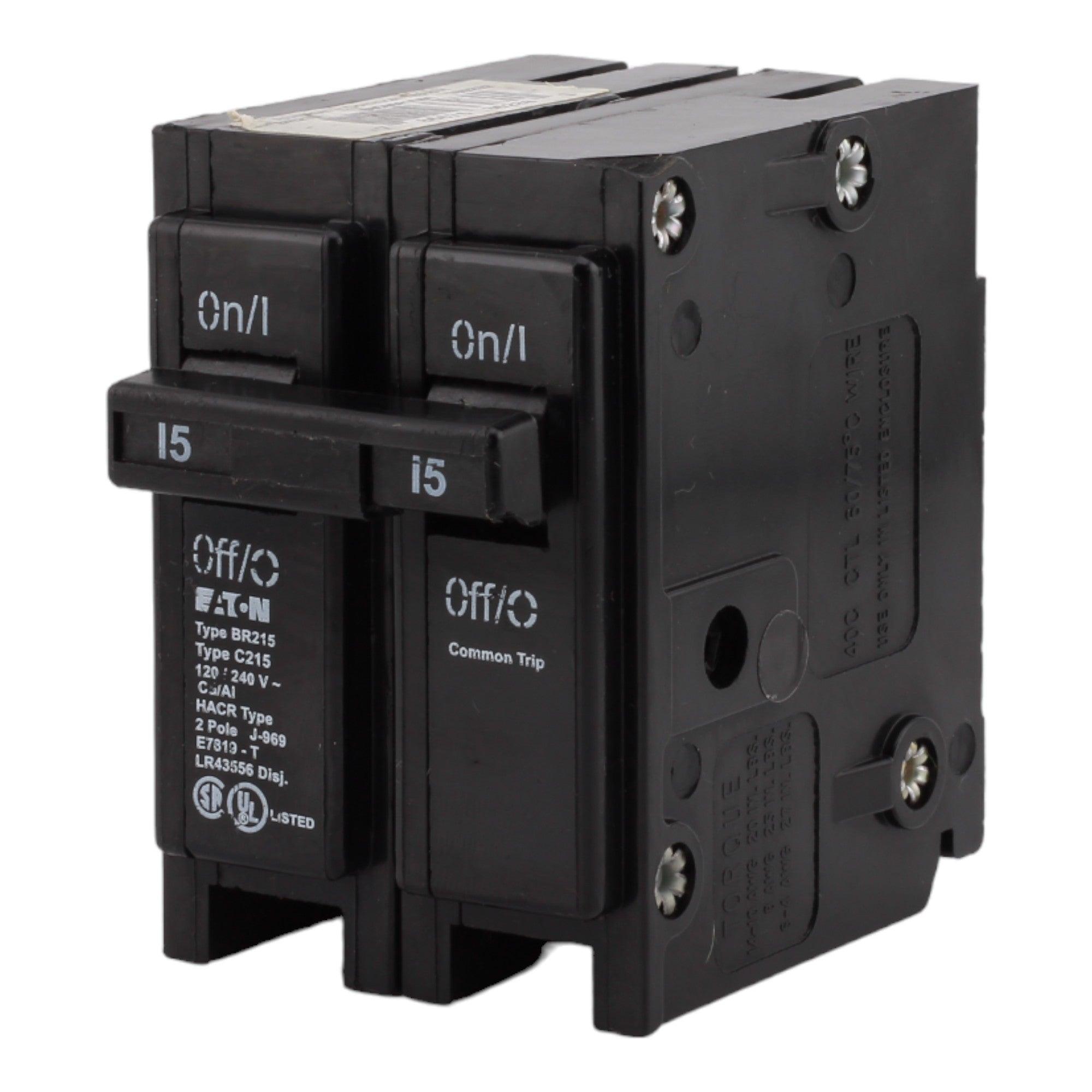 Eaton BR215 15 Amp Double Pole 240V Plug-In Standard Trip Circuit Breaker UL - Image 3