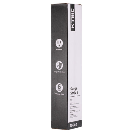 KMC Surge Strip 6 Braided, 10640, 6-Outlet, 840J, 15A, 125V, 6ft, Surge Protector, White - Image 2