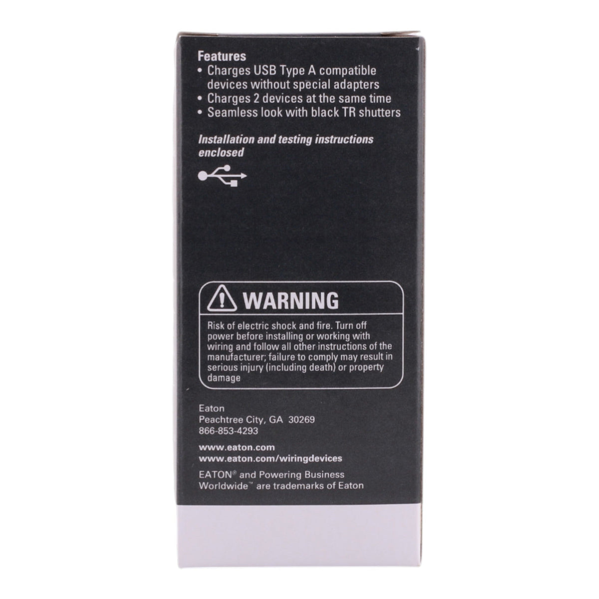 Eaton TR7765W 15A 125V USB Charger Duplex Receptacle White Flush Mount - Image 3