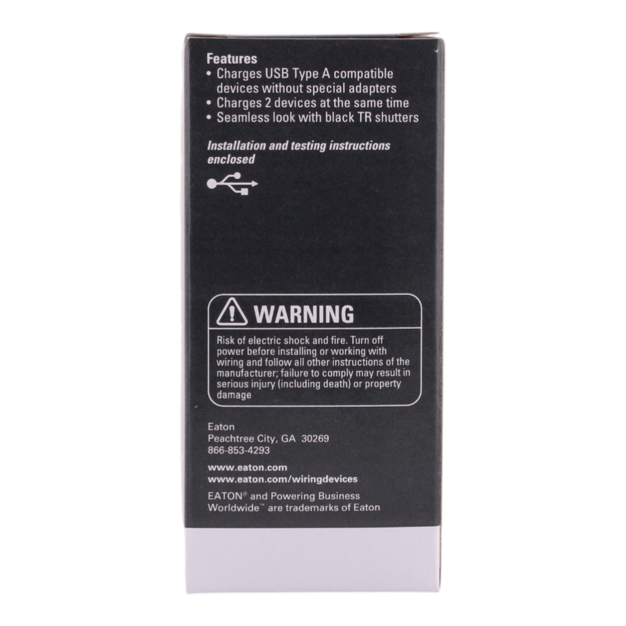 Eaton TR7765W 15A 125V USB Charger Duplex Receptacle White Flush Mount - Image 3
