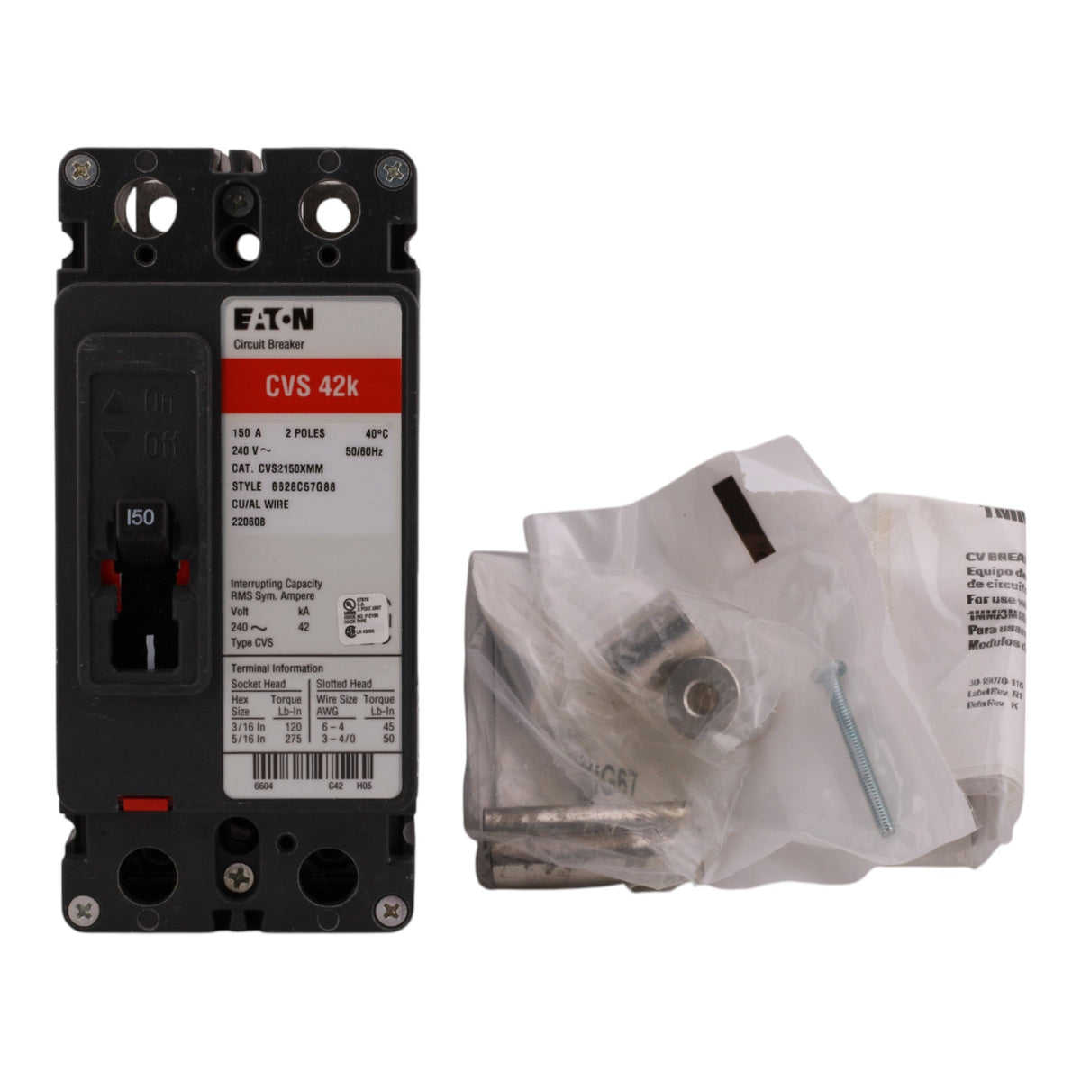 Eaton CVS2150XMM 150A 2P 42kAIC Molded Case Circuit Breaker - Image 3