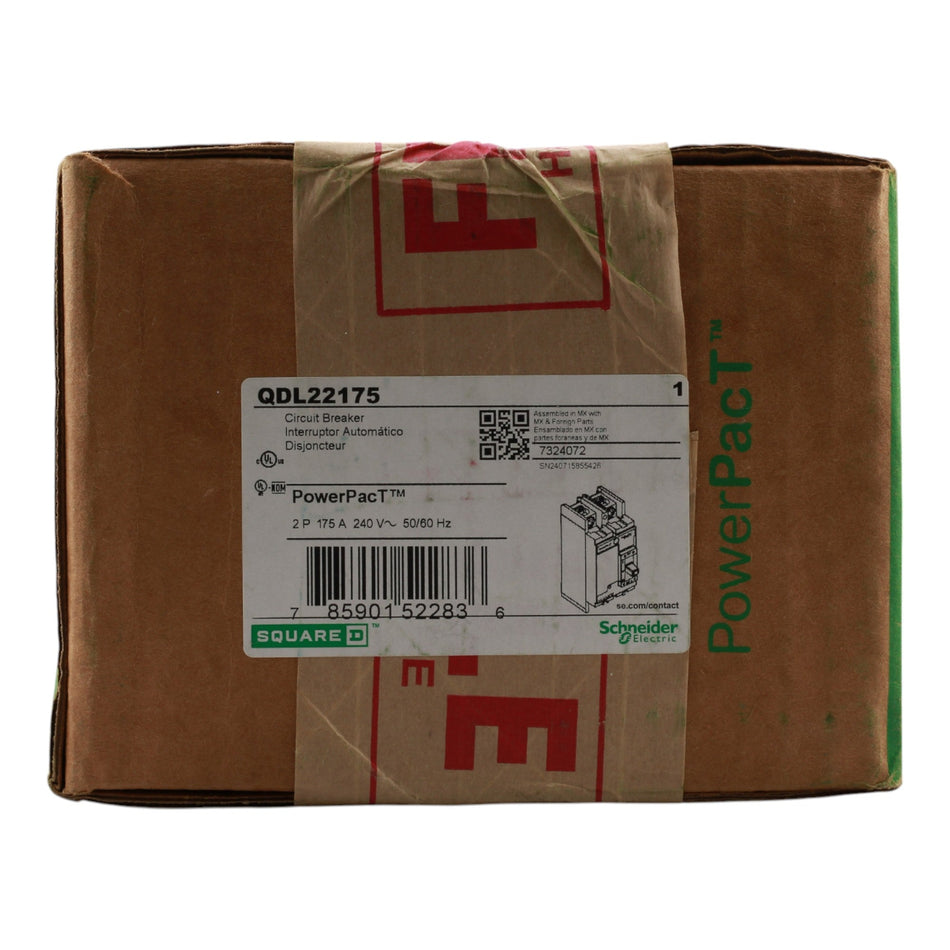 Square D QDL22175 Circuit breaker  PowerPacT Q, 175A, 2 pole, 240VAC, 25kA, lugs, thermal magnetic, 80% - Image 2