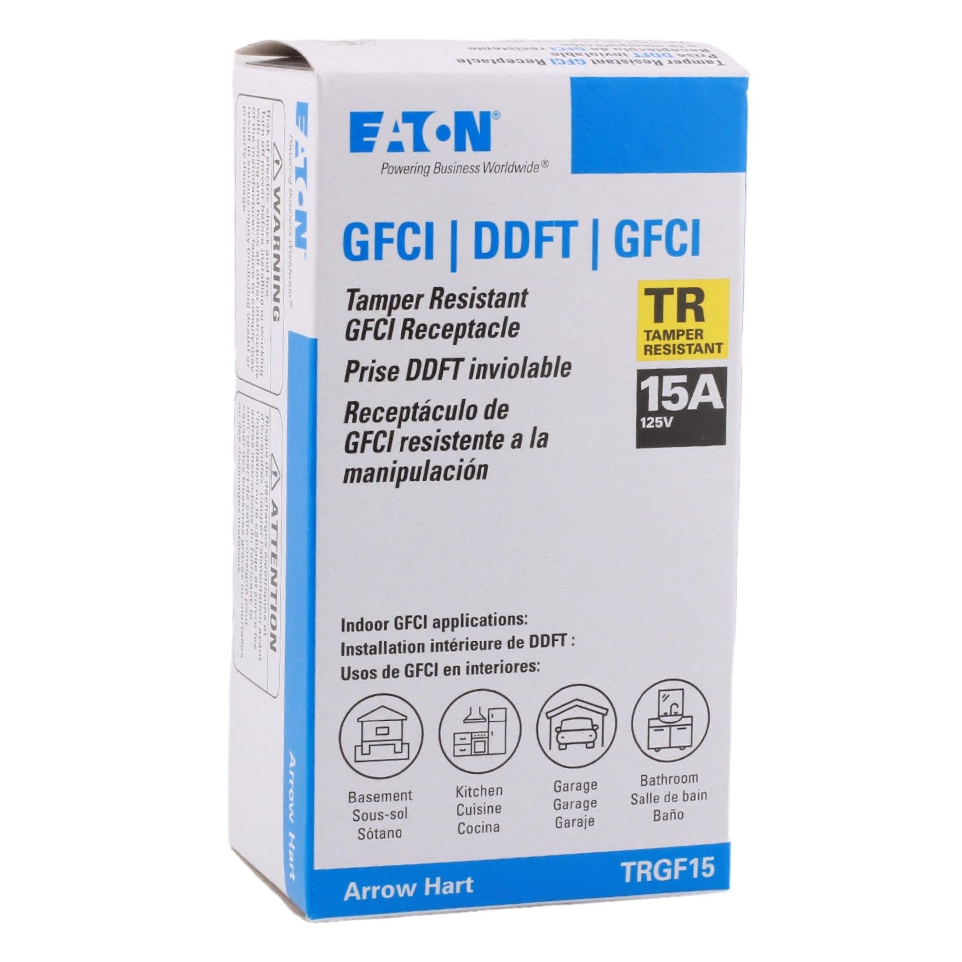 Eaton TRGF15W 15 Amp Tamper-Resistant GFCI Receptacle 125V, White, Self-Test, UL Listed - Image 7