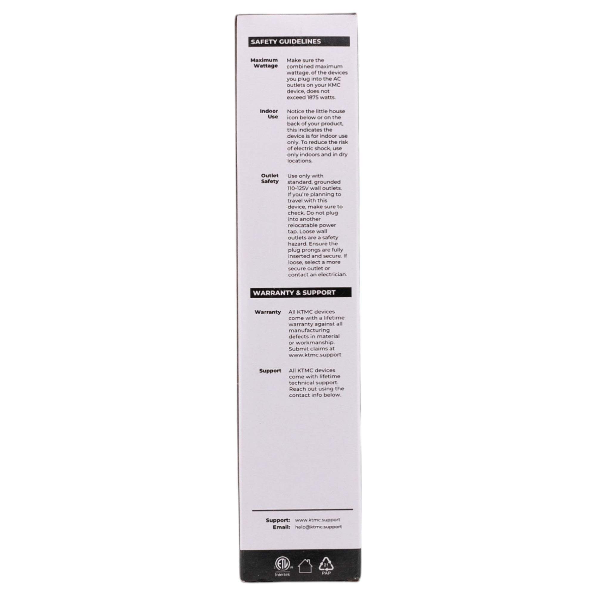 KMC Surge Strip 6 Braided, 10640, 6-Outlet, 840J, 15A, 125V, 6ft, Surge Protector, White - Image 4