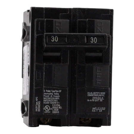Siemens Q230 30 Amp Double Pole Circuit Breaker, Thermal Magnetic Trip, 120/240V, Plug-In, UL Listed - Image 2